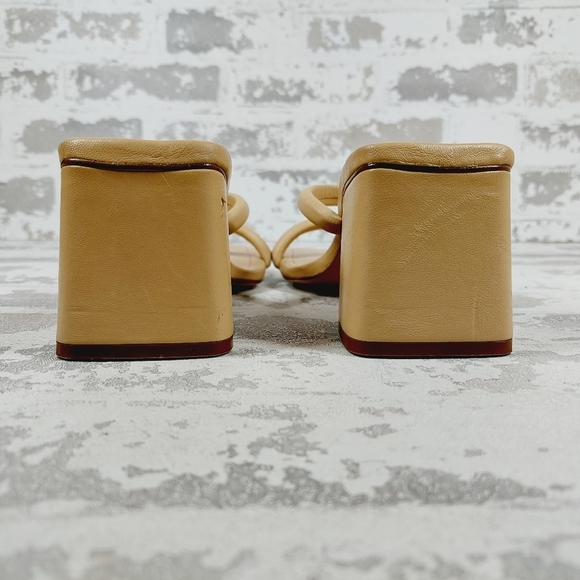 NEW Free People Straps Cream Tan Leather Slip on Block Heel Sandals W647 - Picture 6 of 16